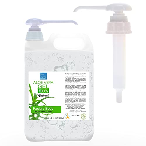 100% Natural Gel de Aloe Vera Refrescante Hidratante Rostro Cuerpo 2000 ml Dispensador- DEPILACIÓN - Acondicionador perfecto para el Pelo