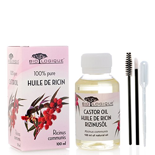 100ml - Aceite de Ricino Biologique 100% Puro, Natural y Prensado en Frío - Estimula el Crecimiento del Cabello, Pestañas, Cejas, Refuerza las Uñas, Cutículas y Piel - Con Kit Aplicador y Pipeta