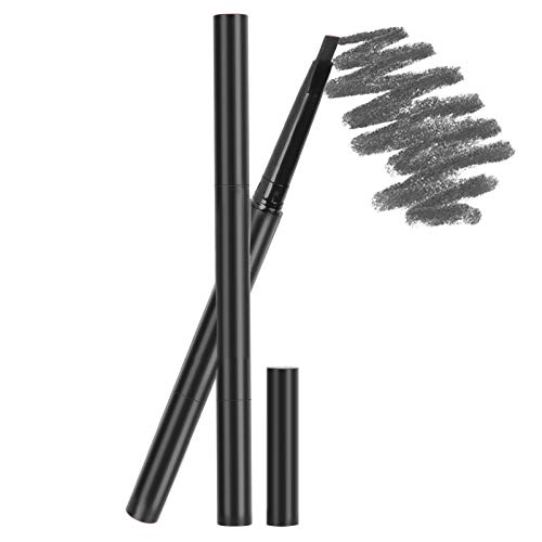 2 lápices de cejas a prueba de agua con pincel para cejas, lápiz de cejas natural de doble cabeza, de larga duración, suministros de maquillaje para principiantes (gris oscuro)