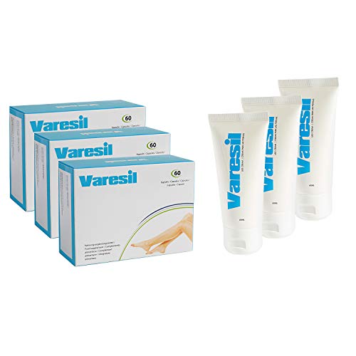 3 Varesil Pills + 3 Varesil Cream: Pastillas y Crema para prevenir y aliviar las varices