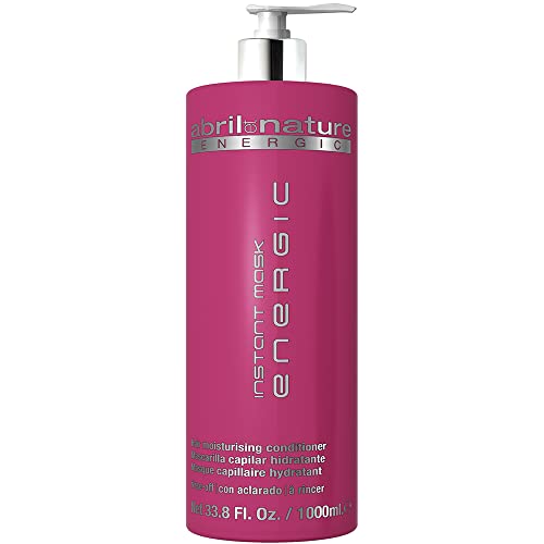 abril et nature | Acondicionador Pelo rebelde o Encrespado ENERGIC | Mascarilla Profesional de Peluquería Antifrizz | Cabello Seco o Difícil de Peinar | Hidratación y reparación - 1 Litro (33,8 OZ)