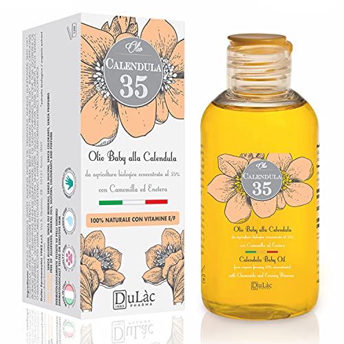 Aceite de Caléndula y Almendras 100% Natural, ideal como Aceite Antiestrias en el Embarazo y Aceite Bebé, con Caléndula Bio, Aceite de Almendra, Vitamina E y F - Dulc, Made in Italy