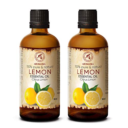 Aceite de Limón 2x100ml - Limón Cítrico - Italia - 100% Puro para Buen Sueño - Cuidado Corporal - Belleza - Relajación - Aromaterapia - Difusor de Aroma - Lámpara de Aroma