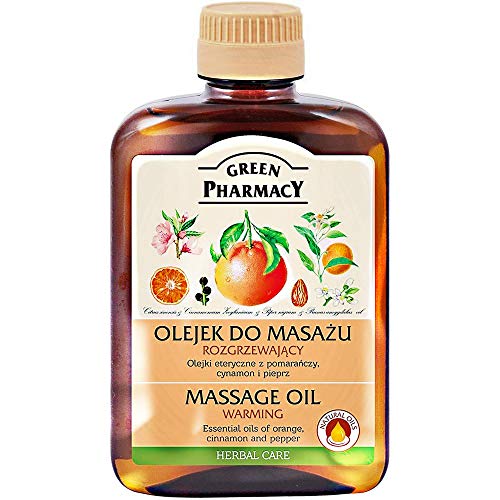 Aceite de masaje caliente (Canela, Pimienta negra y naranja) con base de aceite de almendras 200 ml. Sin parabenos ni colorantes