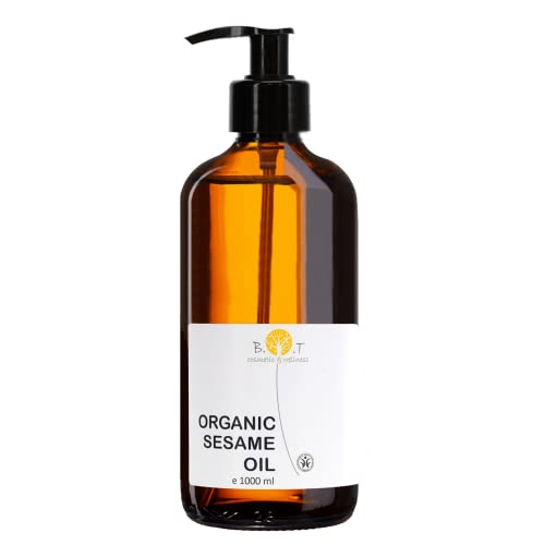 Aceite de Sésamo (Aceite de Ajonjolí) para la Piel (Cuidado Facial & Corporal), para el Cabello, Aceite de Masaje Corporal, Aceite Anticaída, Aceite Reafirmante & Tonificante - 1000 ml