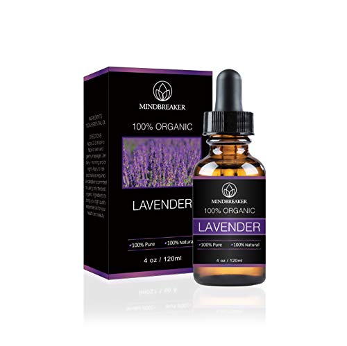 Aceite esencial de lavanda, Mindbreaker 100% el aceite esencial del grado terapéutico orgánico puro, consigue un mejor sueño, aromatherapy, antiinflamatorio, alivia dolores de cabeza (120 ml)