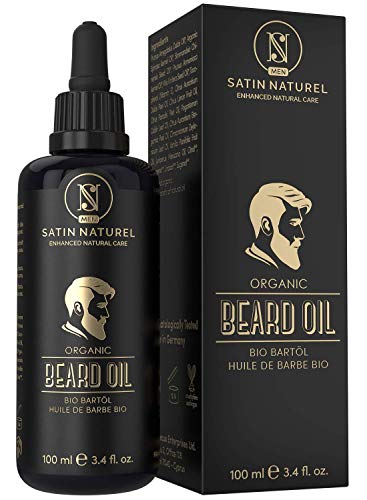 Aceite para Barba ORGÁNICO 3 VECES MAYOR 100ml - Cuidado de la Cara y la Barba con Aceite de Almendra, Jojoba y Argán - Promueve el Crecimiento de la Barba - Vegano - Regalos Originales Para Hombre