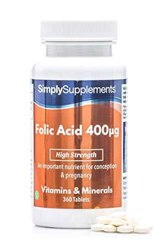 Ácido Fólico (Vitamina B9) 400mcg - Bote para 1 año! - Apto para veganos - 360 Comprimidos - SimplySupplements