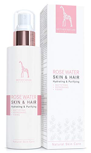 Agua de Rosas 100% PURA y NATURAL - Vegana, sin Aditivos Artificiales - 200 ml - Cuidado Hidratante para la Piel y el Cabello - Perfecta Como Tónico Facial