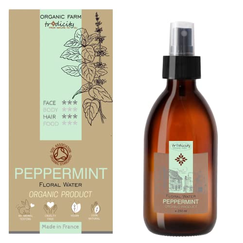 Agua Floral de Menta Piperita Bio  Hidrolato Menta Ecologico  Agua de Menta Natural  Tonico facial, Tonico Corporal, Cuidado Cabello, Piel Grasa y Sensible, Reposteria  250 ml