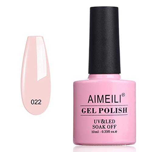 AIMEILI Esmaltes Semipermanentes de Uñas en Gel UV LED Esmaltes de Uñas Esmaltes en Gel Uñas UV LED Pintauñas Permanente Gel de uñas Semipermanente Soak Off Transparente Francesa - Rose Nude (022) 10ml