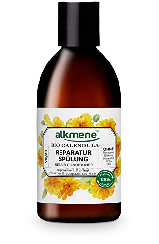 alkmene acondicionador reparador de pelo con calendula orgánica - desenredante para cabello seco y maltratado - crema vegana sin silicona, parabenos ni SLS y SLES - 1x 250 ml