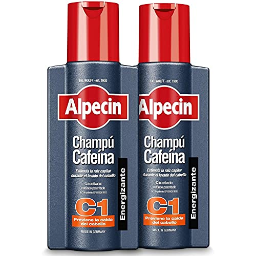 Alpecin Champú Cafeína C1 2x 250 ml | Champu anticaida hombre y con cafeina | Tratamiento para la caida del cabello | Alpecin Shampoo Anti Hair Loss Treatment Men