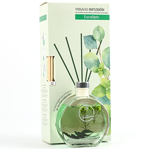 Ambientador Mikado Difusor de Varillas Perfumadas con Infusión de Hierbas Naturales Efecto Balsámico - Eucalipto 75ml