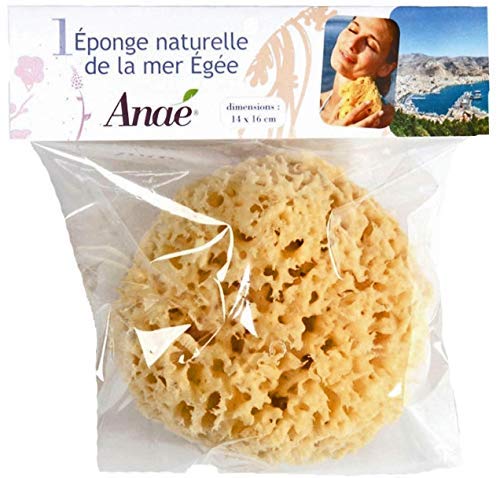 Anaé - Esponja natural del mar Egeo de nido de abeja - Sólida y duradera - 100% natural y biológica - Hipoalergénica - para bebés y adultos - Muy grande de 14 a 16 cm