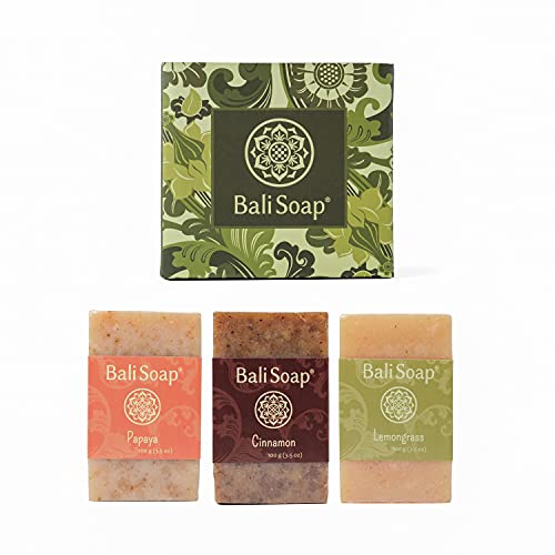 Bali Soap - Juego de regalo de barra de jabón natural, jabón facial o corporal, ideal para todo tipo de piel, para mujeres, hombres y adolescentes, paquete de 3 jabones variados 3,5 oz cada uno