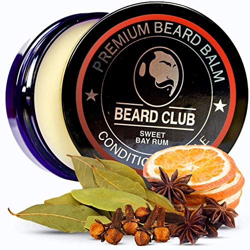 Bálsamo Barba Premium | Sweet Bay Rum | Beard Club | Los Mejores Barba de Loción Suavizante| Naturales y Orgánicos | Excelente Para el Cuidado del Cabello y el Crecimiento