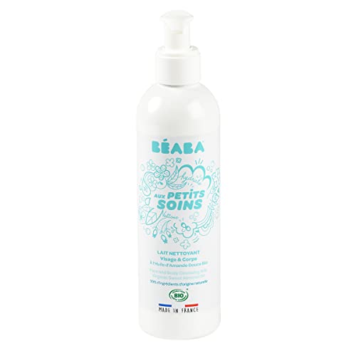 BÉABA, Leche Limpiadora Bebés, Cara y Cuerpo, Certificado COSMEBIO, Fabricada en Francia, 99% de Ingredientes de Origen Natural, con Aceite de Almendras Dulces y Aloe Vera, 250ml