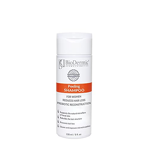 BioDermic Champú limpiador y exfoliante suave para el cuero cabelludo para mujeres con prebiótico y polvo de cáscara de nuez, 1 x 150 ml