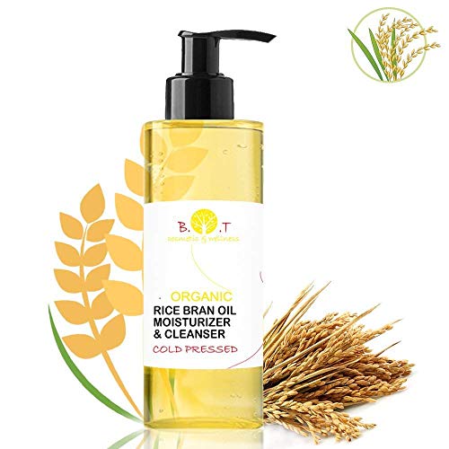 B.O.T cosmetic & wellness Aceite Ecológico De Salvado De Arroz Prensado En Frío Y Vitamina E Anti Edad - Aceite Bebé Y Piel Seca - Desmaquillante Waterproof 100% Natural, Oro, 500 Mililitro