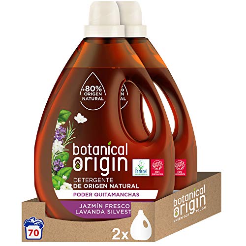 Botanical Origin Detergente para lavadora ecológico apto para pieles sensibles, Fragancia Jazmín Fresco y Lavanda Silvestre - 70 lavados