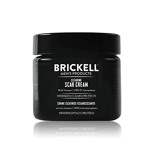 Brickell Men's Clearing Scar Cream para hombres, crema limpiadora de cicatrices natural y orgánica para reducir la apariencia de cicatrices e incluso pigmentación de la piel, 2 onzas, perfumadas