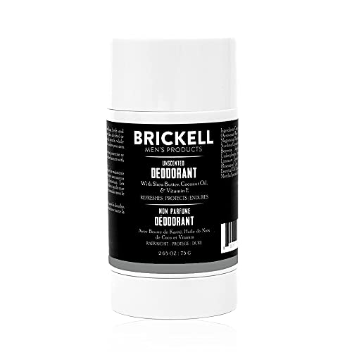 Brickell Men's Products Desodorante natural para hombres, natural y orgánico, sin aluminio, alcohol ni bicarbonato de sodio, 78 ml (Sin perfume)