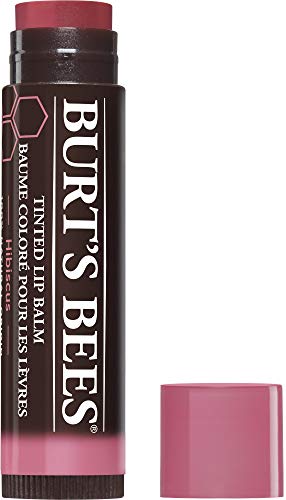 Burt's Bees Balsamo labial con color 100% natural, hibisco con ceras botnicas y manteca de karit - 1 tubo (4.25 g)