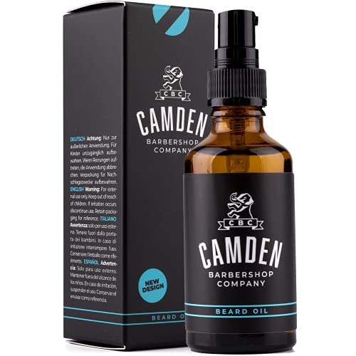 CAMDEN Aceite para barba hombre original ? Aceite barba hombre 100% natural para el cuidado diario del vello facial ? Aroma fresco y sensación refrescante