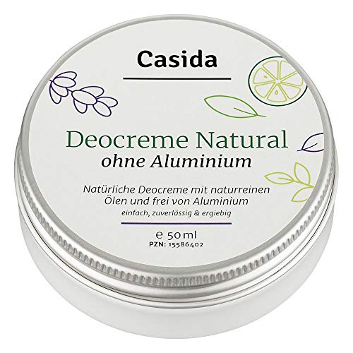 Casida - Crema desodorante sin aluminio natural  crema desodorante vegetal con aceites naturales - sin aluminio  protección segura contra el olor a sudor - la calidad de las farmacias - 50ml