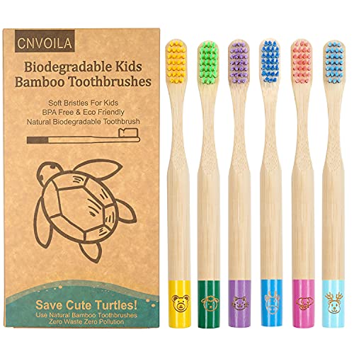 Cepillo de dientes de bambú, cepillos de dientes ecológicos para bebés, cepillo de dientes suave de viaje sin residuos, 6 paquetes