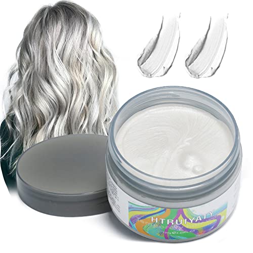 Cera Color Pelo Temporal Unisex Ingredientes Naturales Lavable Cera Para el Pelo Coloreada Aplicar para Halloween Party Cosplay (Blanco)