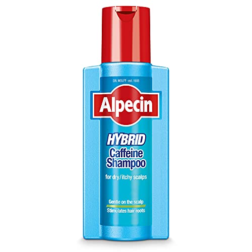 Champú Alpecin Hybrid 250 ml | Champú natural para el crecimiento del cabello con cuero cabelludo sensible y seco | Energizante para cabello fuerte | Cuidado del cabello para hombres