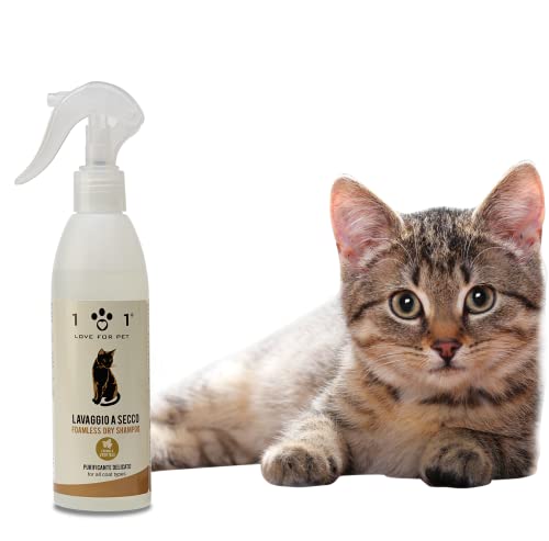 Champú en seco Natural para Gato, 250 ml - Sin Necesidad de Agua ni Aclarado - para un Lavado en Seco Eficaz, Linea 101