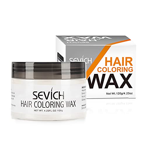 Color Hair Wax - Cera de Color para el cabello Sevich, color natural instantáneo, ingredientes naturales lavables, temporal, 120gr. (Blanco)