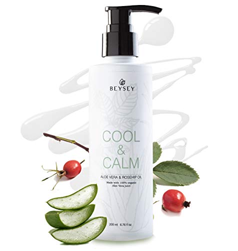 Crema Corporal de Aloe Vera con Aceite de Rosa de Mosqueta - Hidratante/Aftersun/Post Depilación - Refrescante/Calmante/Antiinflamatoria - Crema ligera/Gel - COOL&CALM de Beysey 200ml