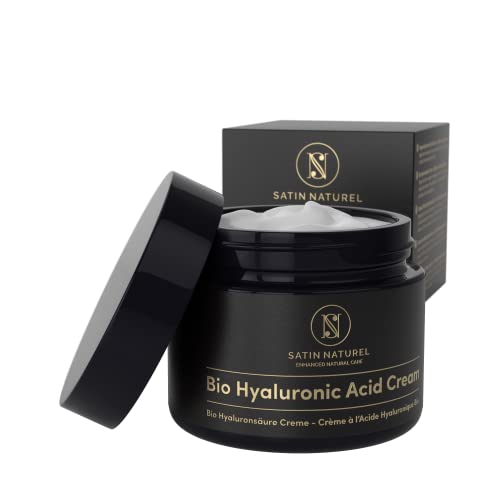 Crema Facial de Acido Hialuronico Vegano 50ml - Crema Antiarrugas para Mujer y el Contorno de Ojos con Vitamina E - Cosmetica Natural