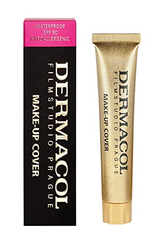 Dermacol DC Base Makeup Cover Total | Maquillaje Corrector Waterproof SPF 30 | Cubre Tatuajes, Cicatrices, Acné, Imperfecciones, Manchas en la Piel de la Cara y Cuerpo | Liquido - Mate Natural - 30g (210)