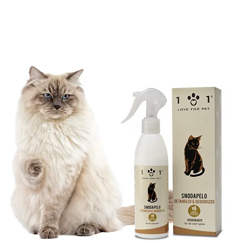 Desenredante y Desodorante para Gatos, 250ml - Acondicionador Natural Spray, Afloja Nudos, Suaviza el Pelo y Perfuma - No Requiere Aclarado y Agua - Apto para Todo Tipo de Pelo, Línea 101