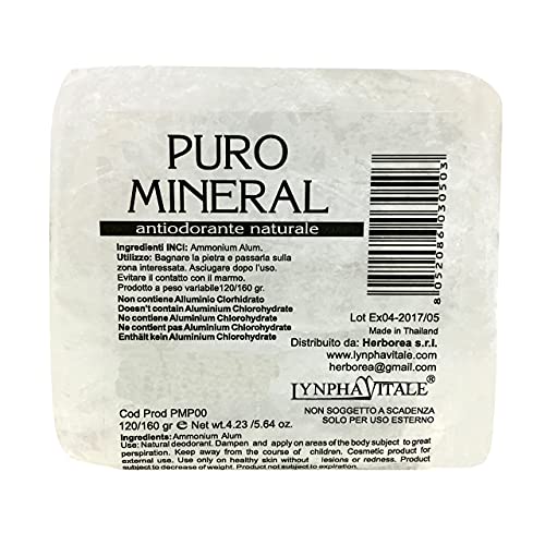 Desodorante de Alumbre de Amonio Natural en Piedra en Bruto - 90/120 gr - Puro Mineral - Cantitad: 1