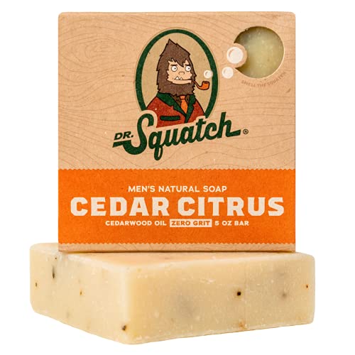 Dr. Squatch Jabón de cítricos de cedro para hombre  Barra de jabón exfoliante natural para hombres con madera de cedro, romero, naranja aceites orgánicos  Barra hecha a mano en Estados Unidos