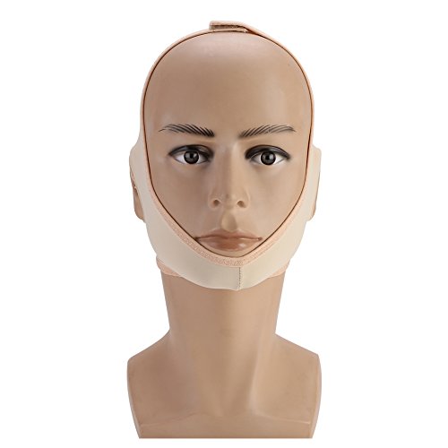 Duevin Máscara de pérdida de Peso Facial - Cinturón Adelgazante reafirmante Facial - Reductor de mentón Doble - Vendaje de Contorno Facial, Medias Naturales de mejilla en V Chin Tat(L)