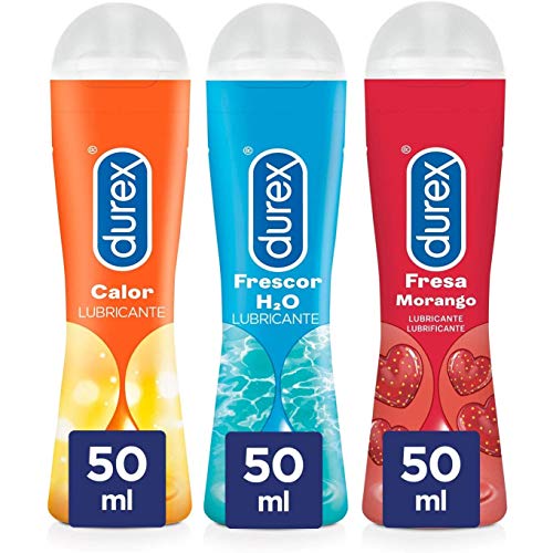 Durex Lubricante Intimo Fresa + Calor + Frescor - 3 X 50ml, Naranja, 50 ml (Paquete de 3), 150 Mililitro