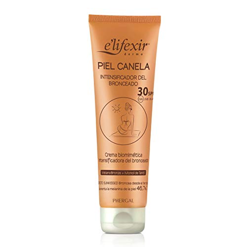 Elifexir Piel Canela SPF 30. Gel Bronceador. Acelerador del Bronceado. Bronceado Intenso y Duradero | Waterproof | Protector Solar UVA, UVB e IR-A. Con Mono de Tahití. 150ml