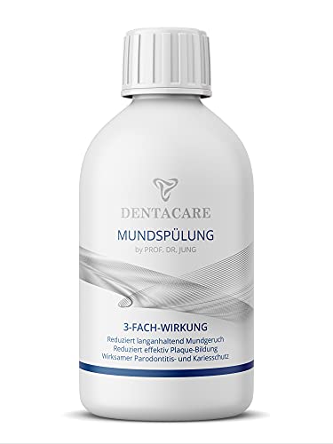 Enjuague bucal DENTACARE con triple acción de PROF. DR. JUNG, reduce el mal aliento de larga duración, reduce eficazmente la formación de placa, la periodontitis y la caries dental. (250ml)