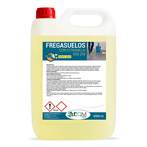 EQM Soluciones Químicas | ECO- 210 | 5L | Fregasuelos con Citronela | Repelente Natural | Evita el tránsito de insectos | Limpia e higieniza cualquier superficie