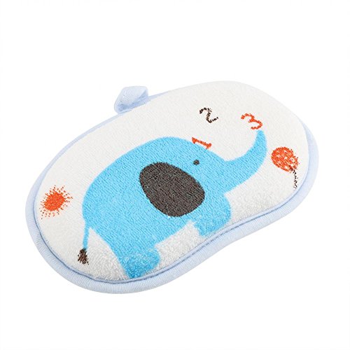 Esponja de baño para bebés, Lindo modelo de elefante Algodón Natural Esponja de baño para bebés Espuma suave Exfoliante Absorbente hipoalergénico Mar de mar natural para niños pequeños (Blue)