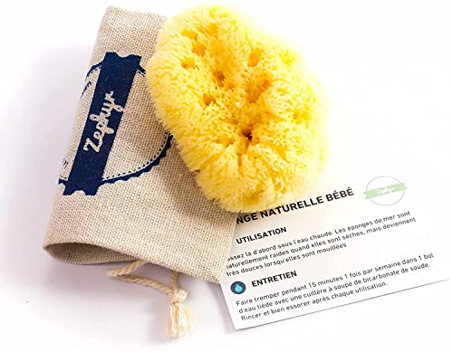 Esponja para bebés Zephyr®, esponja de mar natural para el aseo del bebé (5-8 cm) - Esponja de baño vegetal y lavable para bebés