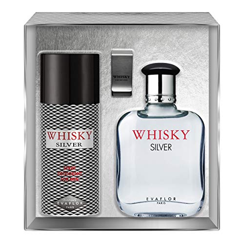 Evaflorparis Whisky Silver Gift Box Eau de Toilette 100 Ml + Déodorant 150 Ml + Money Clip Set Natural Spray Men Perfume Evaflorparis 520 g