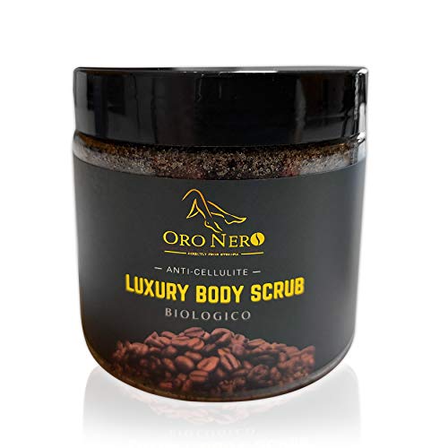 Exfoliante de lujo dorado y negro, delicado con café biológico de Etiopía, apto para cuerpo, cara, piernas, glúteos, pies, anticelulitis, 200 g